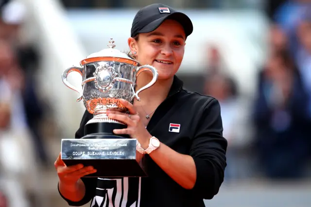 Ashleigh Barty of Australia celebrates victory