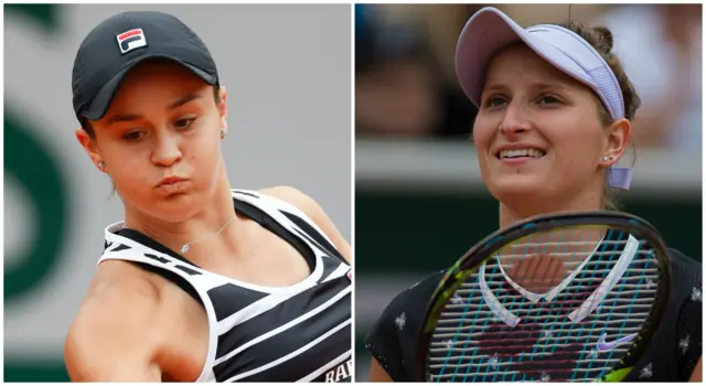 A split picture of Barty and Vondrousova