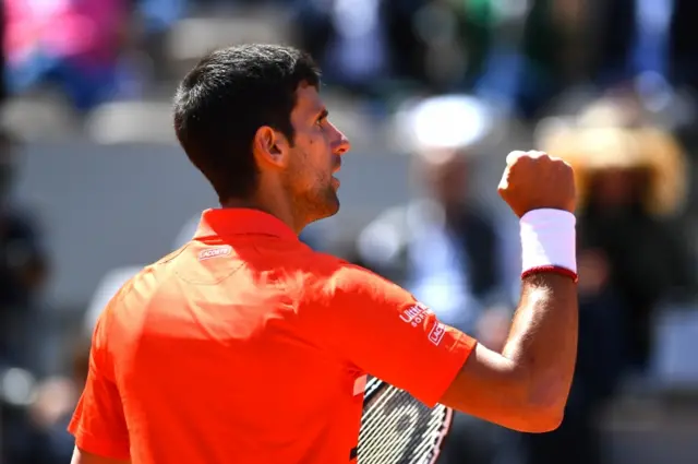 Novak Djokovic celebrates