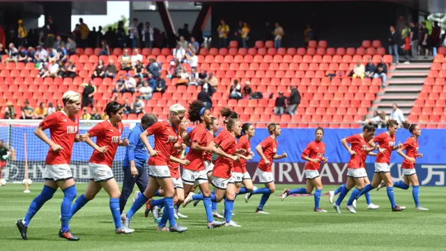 Italy Women's team warm up for their match against Australia - Women's World Cup 2019.