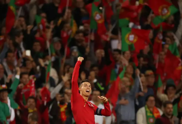 Cristiano Ronaldo celebrates