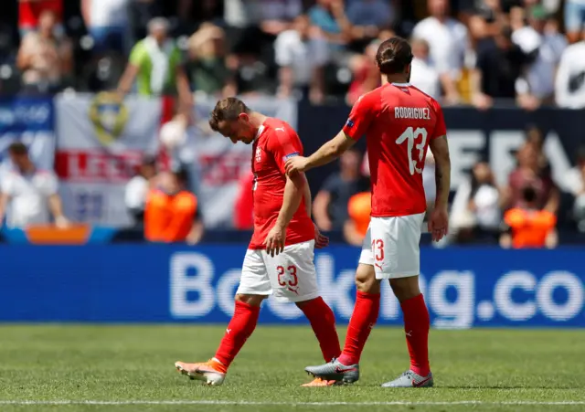 Xherdan Shaqiri walks off