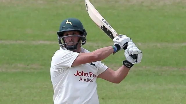 Notts skipper Steven Mullaney hit two sixes, as well as six fours, after bumping himself up the order to open the batting