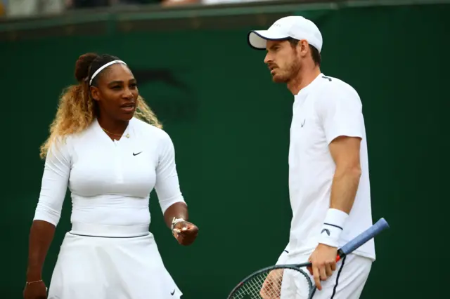 Serena Williams and Andy Murray on court