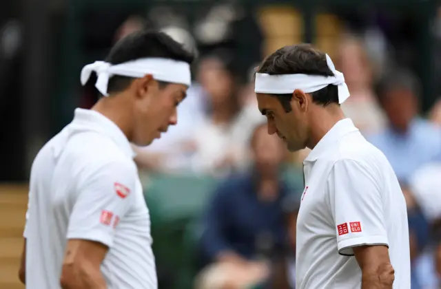 Kei Nishikori and Roger Federer