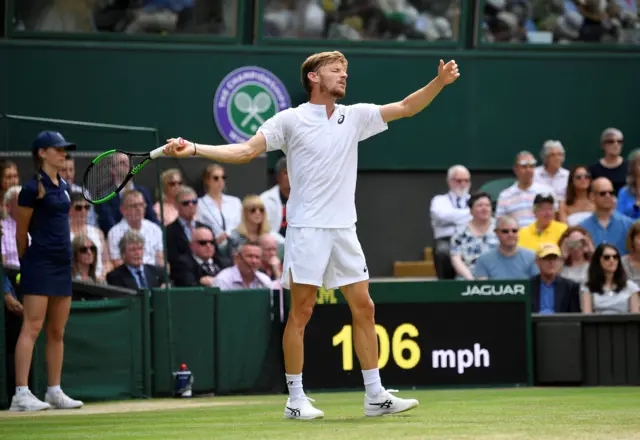 David Goffin reacts as Novak Djokovic takes control of their quarter-final