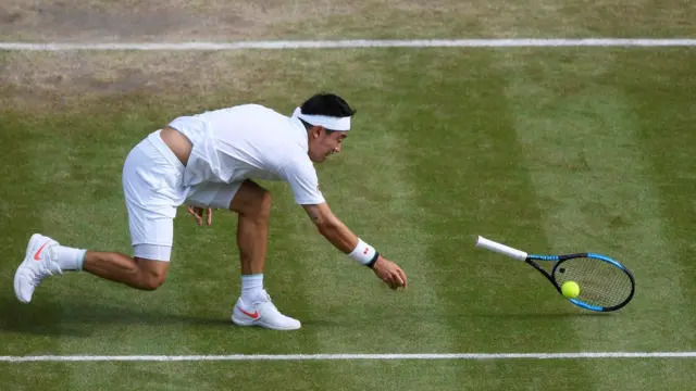 Kei Nishikori in action