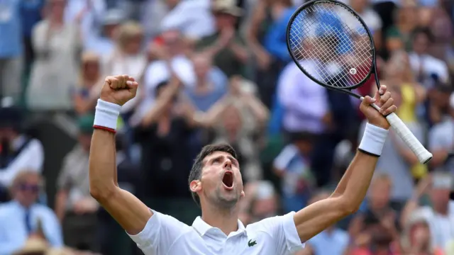 Novak Djokovic celebrates