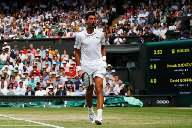 Novak Djokovic roars his approval