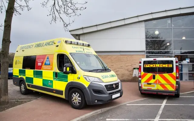 Ambulance and police vehicles