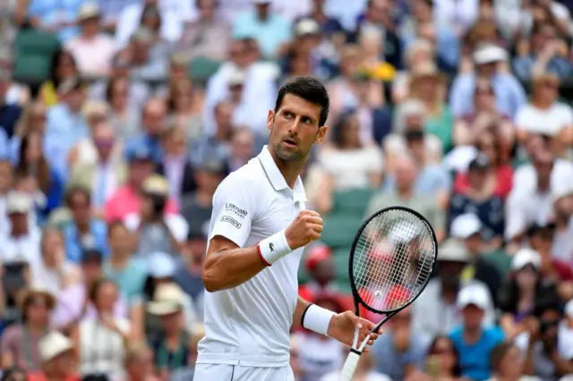 Novak Djokovic celebrates with a fist pump