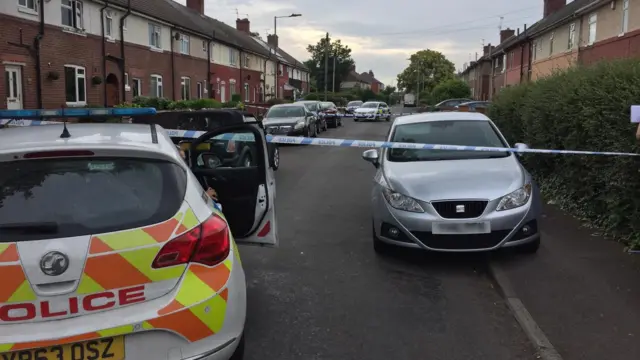 Police cars on Chequer Avenue