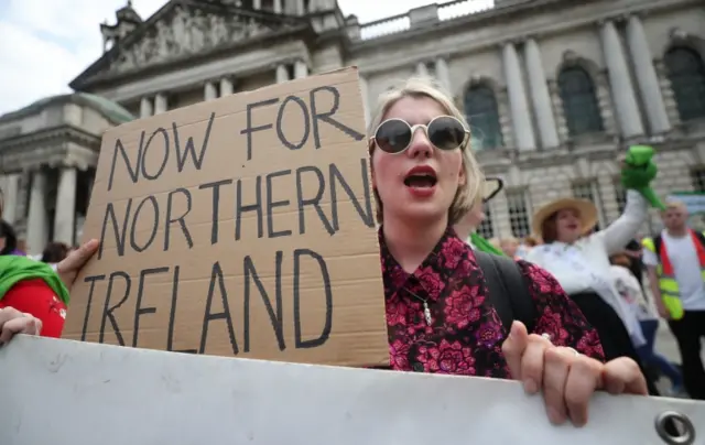 A protester in Northern Ireland