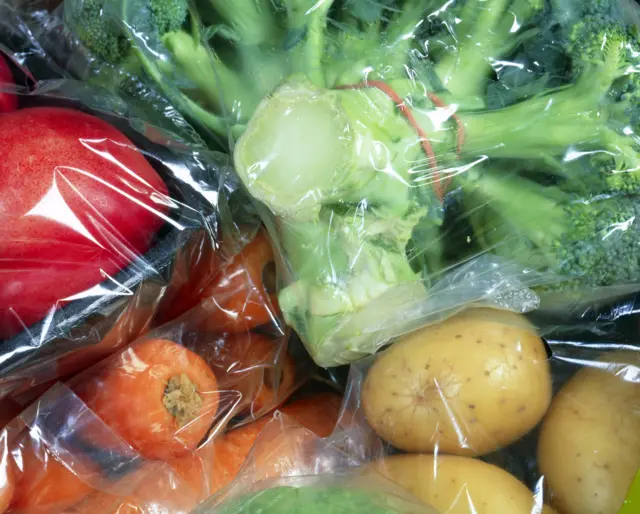 Fruit and veg in plastic packaging