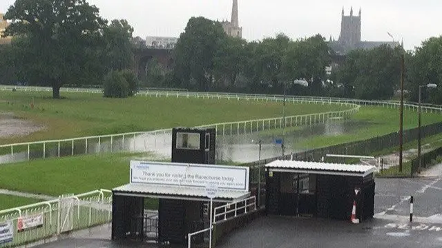 Worcester Racecourse underwater in June