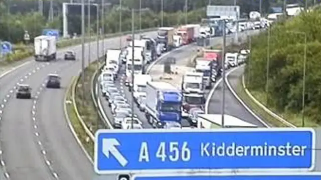 Congestion is backing up northbound on the M5