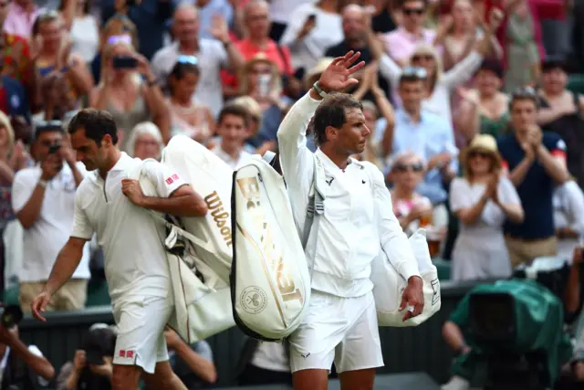 Rafael Nadal takes the applause of Centre Court