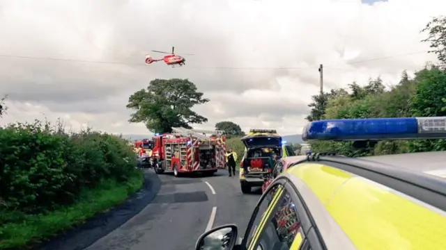 Air ambulance landing at scene