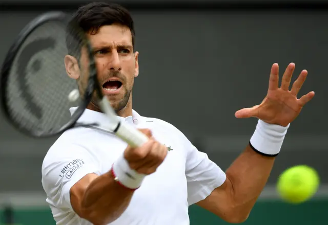 Novak Djokovic hits a forehand shot