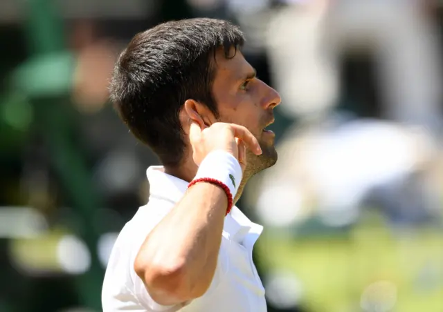 Novak Djokovic of Serbia reacts