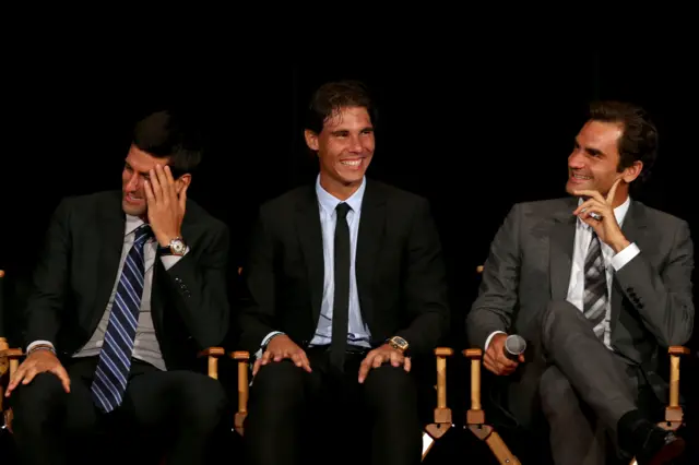 Novak Djokovic, Rafael Nadal and Roger Federer