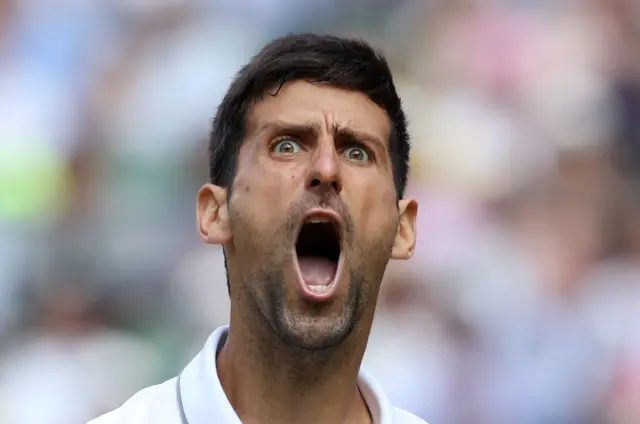 Novak Djokovic reacts