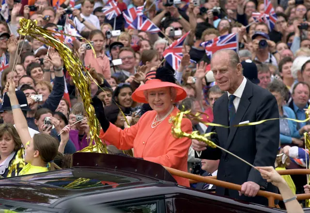 Queen Elizabeth and the Duke of Edinburgh during Golden Jubilee celebrations