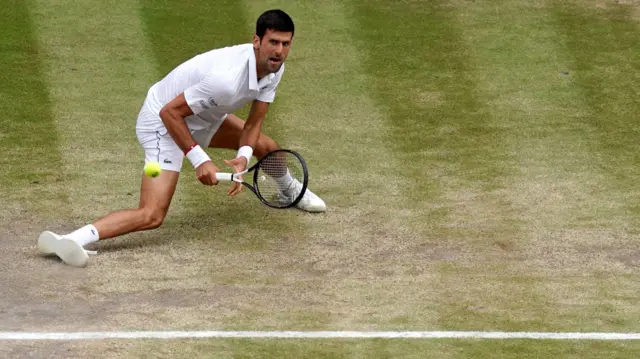 Novak Djokovic on the baseline