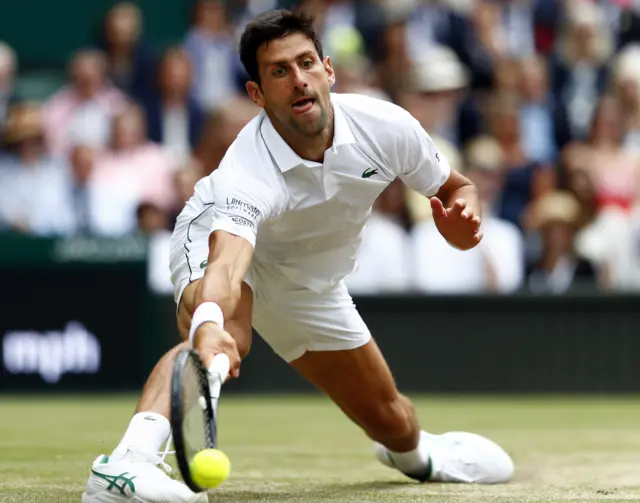 Novak Djokovic at full stretch