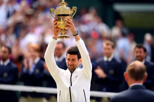 Novak Djokovic with the trophy