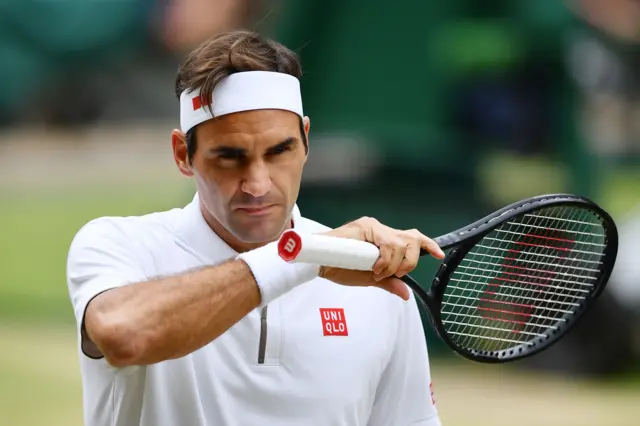 Roger Federer looking focused