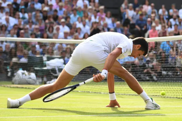 Novak Djokovic put a shot into the net