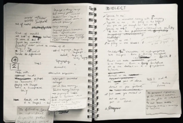 A notebook full of lyrics