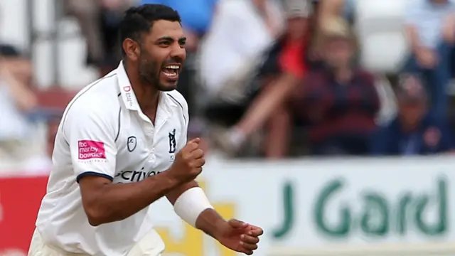 Jeetan Patel celebrates