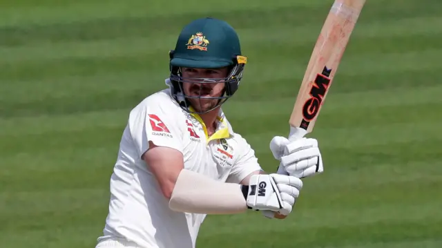 Travis Head was the not-out Australian batsman at Canterbury on 139