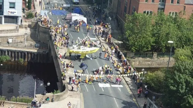 The protest from a higher angle