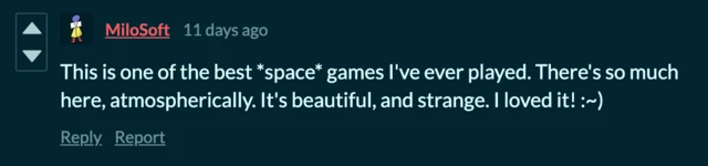 A nice comment under the game.