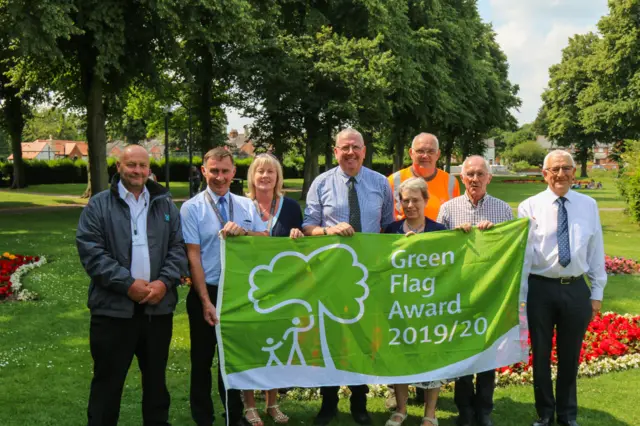 Cllr Dr Peter Moseley with members of the award-winning Wyndham Park team.