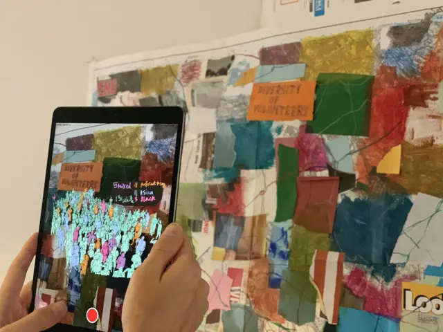An iPad app showing AR content