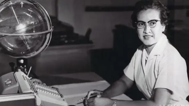 Katherine Johnson at a desk