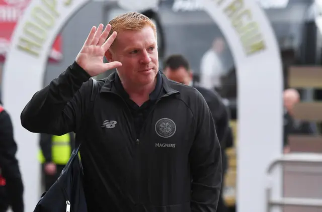 Neil Lennon arriving at Celtic Park this evening