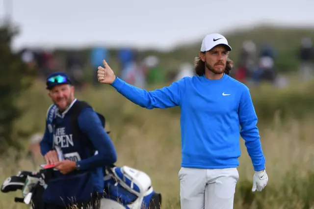 Tommy Fleetwood in the 18th hole