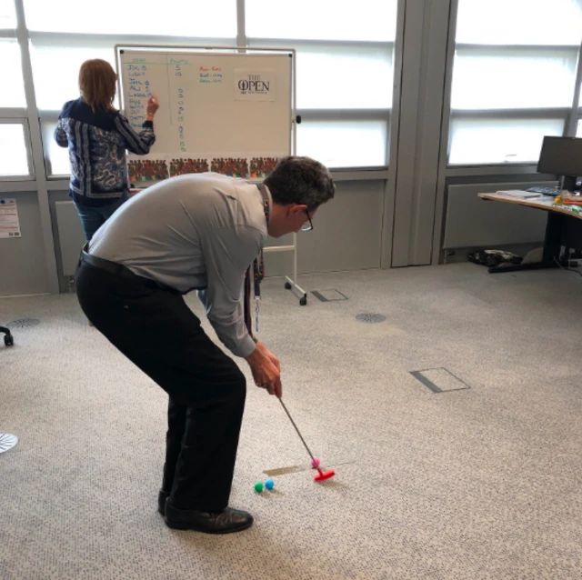 Office golf being played