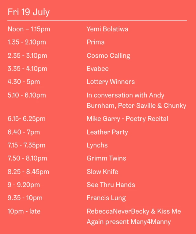 A lineup list