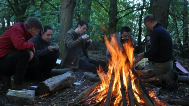 Students at the outdoor lab