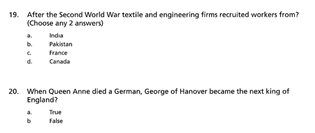 A sample of the citizenship questions