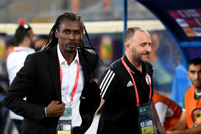 Senegal boss Aliou Cisse and Algeria's Djamel Belmadi