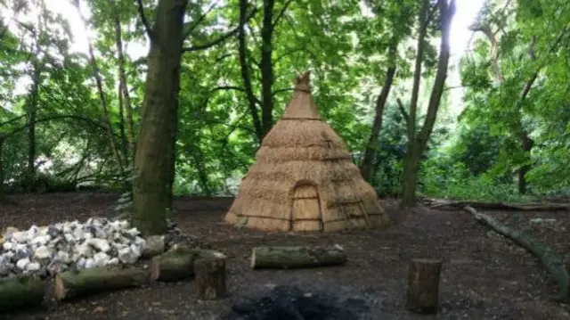 A traditional hut at the outdoor hut