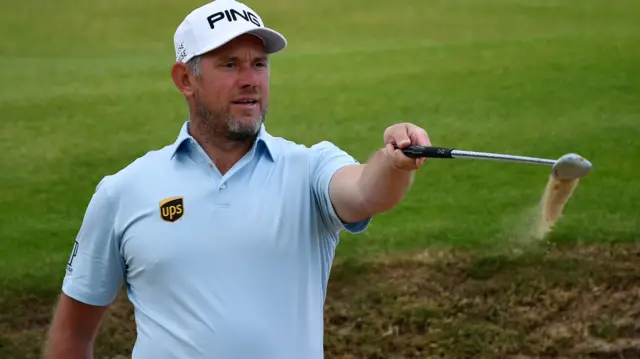 Lee Westwood during a practice round at Portrush