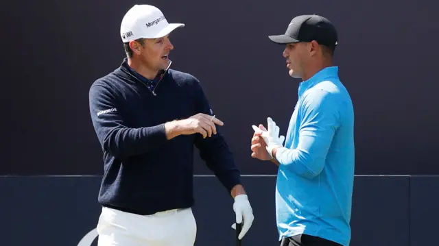 Justin Rose and Brooks Koepka on the first tee